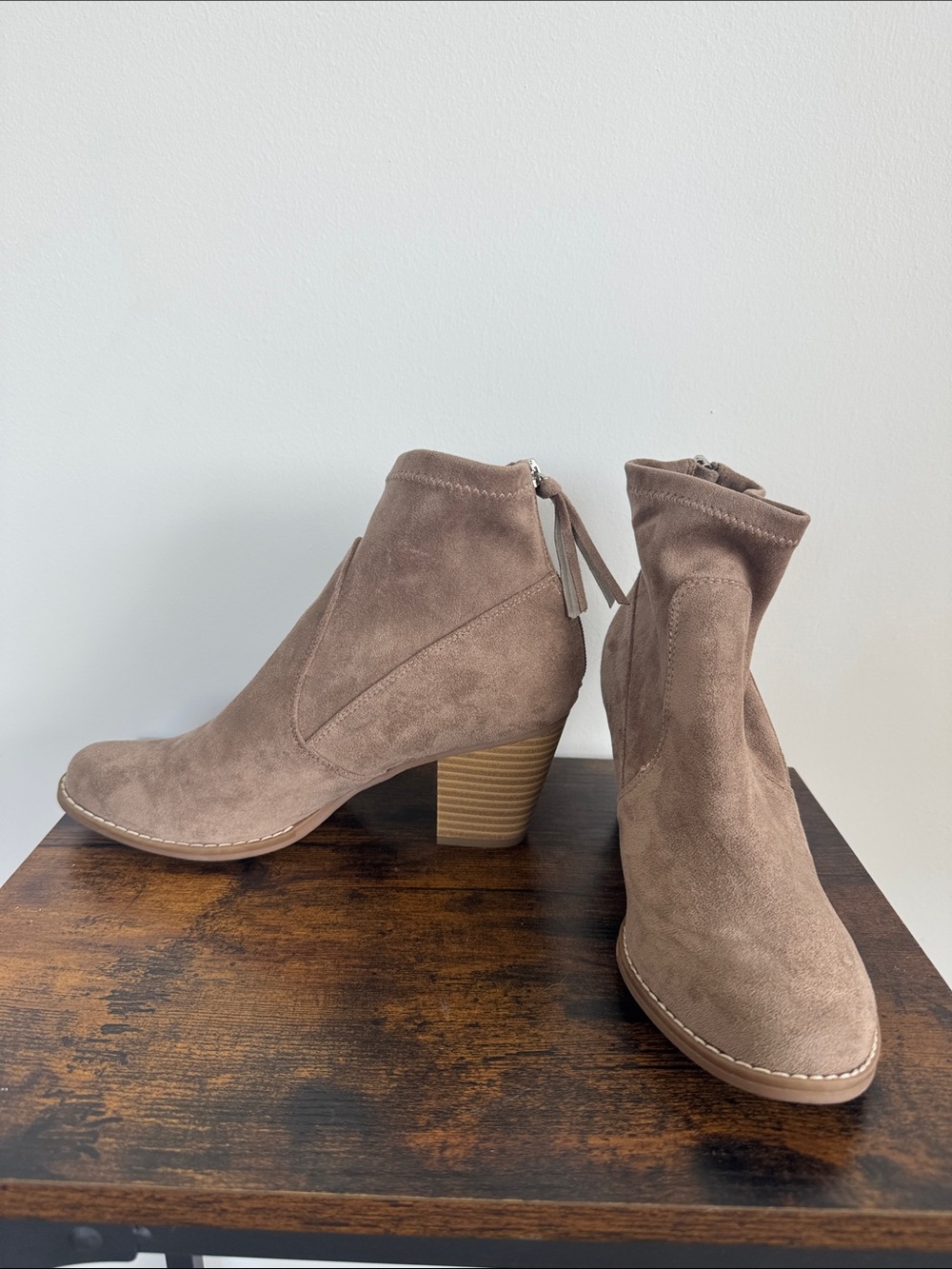 DV by Dolce Vita Taupe Suede Ankle Booties